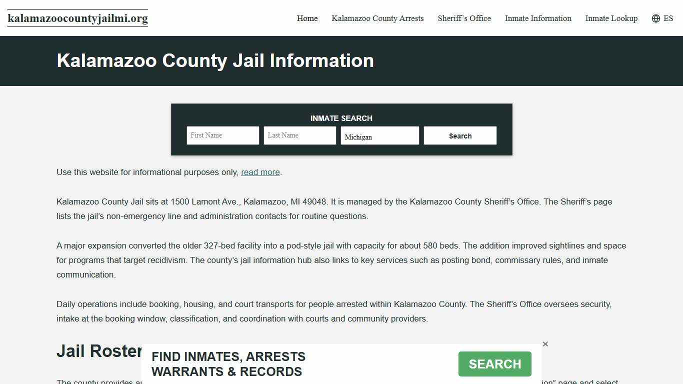 Kalamazoo County, MI Jail Roster, Inmate Info