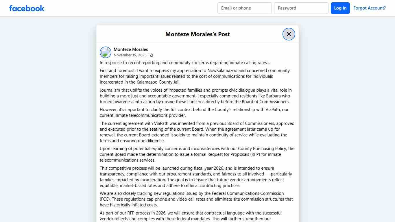 Monteze Morales - In response to recent reporting and... Facebook